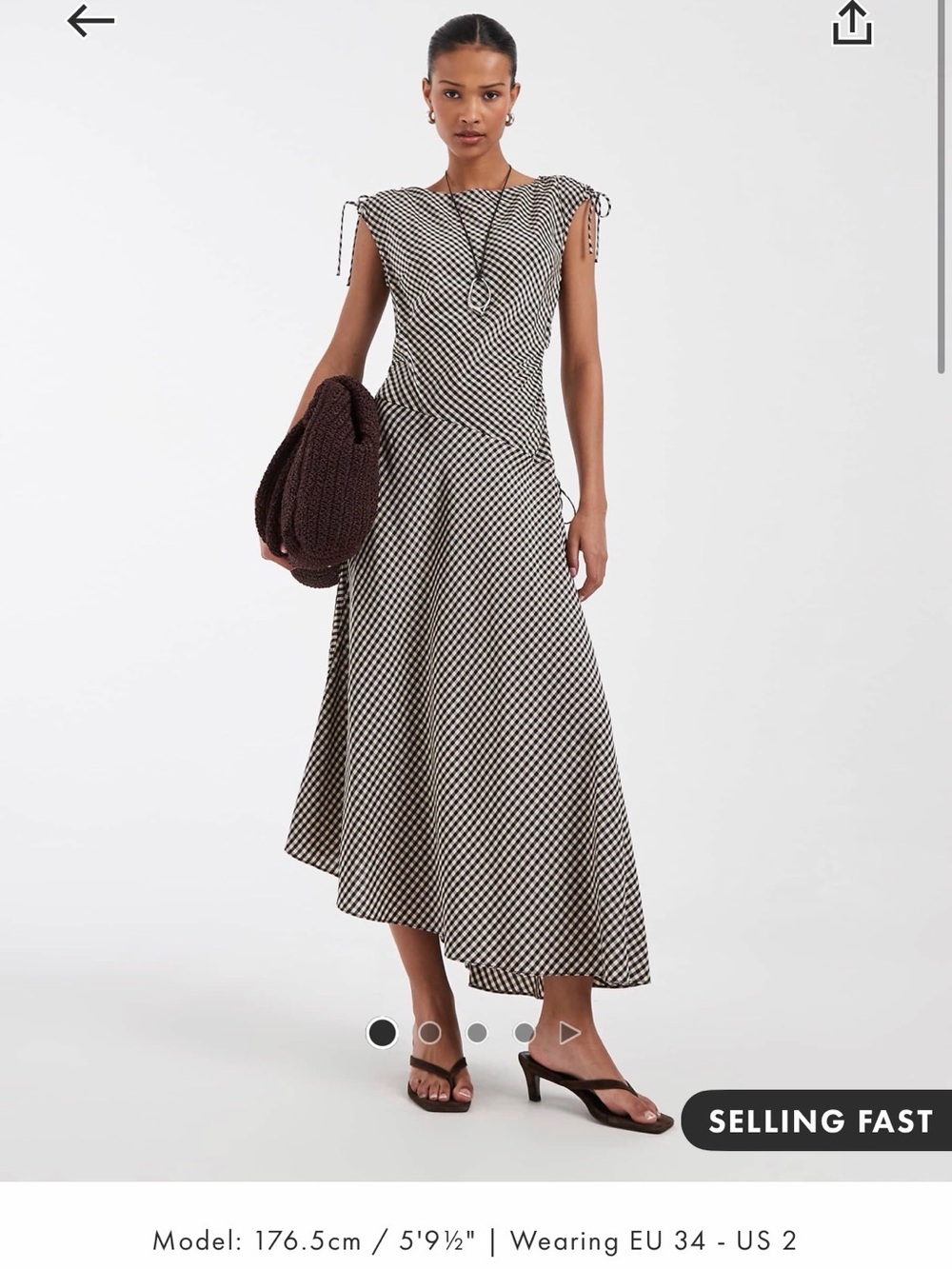 & Other Stories Black and White Checked Midi Slip Dress Sold Out